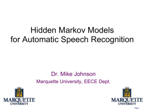 Hidden Markov Models for Automatic Speech Recognition