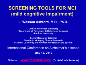 Recognizing and Screening for Dementia and Alzheimer`s Disease