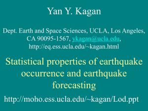 Statistical properties of earthquake occurrence and