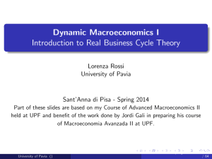 Dynamic Macroeconomics I Introduction to Real