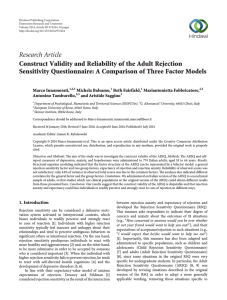 Construct Validity and Reliability of the Adult Rejection Sensitivity