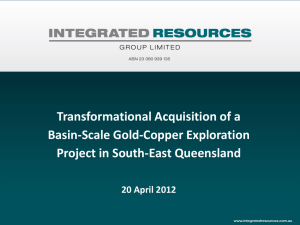 IRG Transformation Acquisitiion of a Basin-Scale Gold