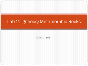 Lab 2: Igneous/Metamorphic Rocks