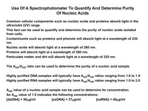 Nucleic Acid Quantification By UV Spectrophotometry