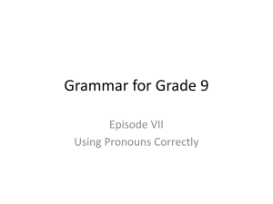 Grammar for Grade 9 VII Pronouns