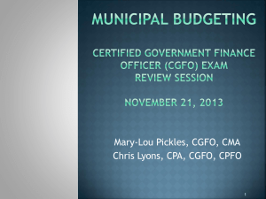 Municipal Budgeting Certified Govern Finance Officer (CGFO) Exam