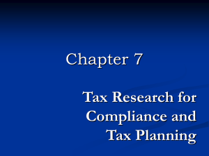 Tax Research for Compliance and Tax Planning