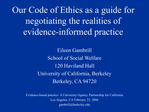 Our Code of ethics as a guide for negotiating the realities of