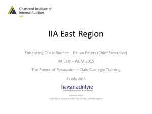 IIA East AGM slides - Chartered Institute of Internal Auditors