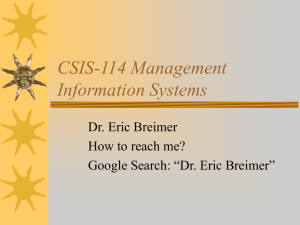 CSIS-114 Management Information Systems