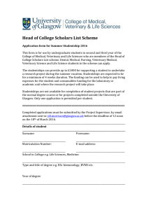 Application form for Summer Studentship 2016