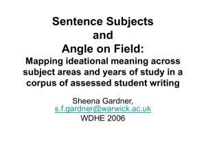 Sentence subjects and Angle on Field: Mapping ideational meaning