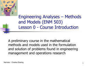Engineering Analyses – Methods and Models (ENM 503)