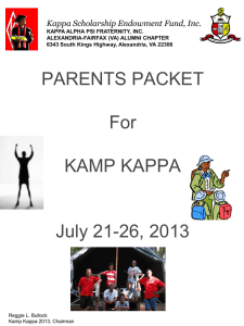 KAMP KAPPA July 19-24, 2009 Parents Packet