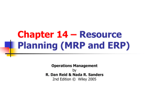 Chapter 14 - Resource Planning