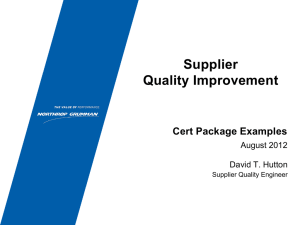Supplier Quality Improvement Certification Package