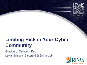 November, 2014--Limiting Risk in Your Cyber Community