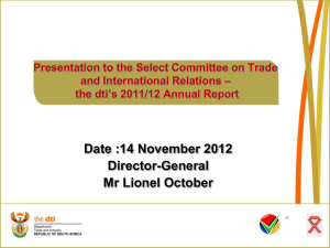 DTI 2011/12 Annual Report - Parliamentary Monitoring Group