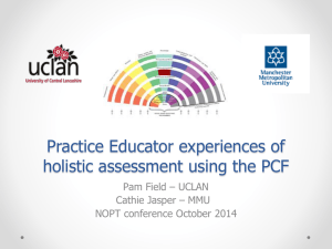 Practice Educator experiences of holistic assessment using the PCF