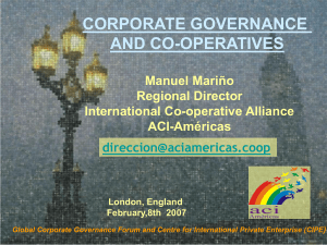 Corporate Governance and Co-operatives, presentation by