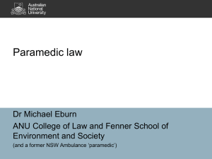 Paramedic law - ANU College of Law