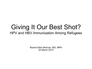 Giving It Our Best Shot? HPV and HBV Immunization Among Refugees