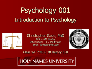 Psychology 1100 Introduction to Psychology Christopher Gade, PhD