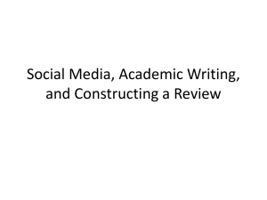 Intro to Review, Academic Writing, and Social Media
