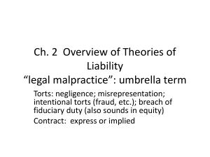 Ch. 2 Overview of Theories of Liability *legal malpractice* as
