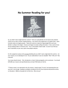 No Summer Reading for you!