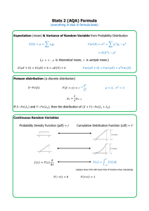 Statistics 2 Formula AQA