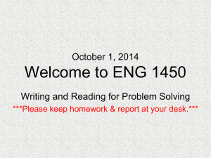 January 9, 2012 Welcome to ENG 1450