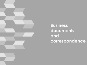 Business documents and correspondence