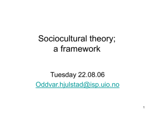 Sociocultural theory A presentation for the International master