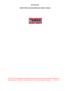 TAMKO® Specifications 3-Tab Series CSI Format Guide Specification