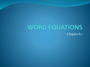 word equations - MrBuntainSpace