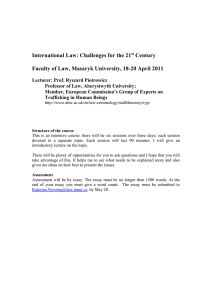 Selected Issues in International Law: Course Outline