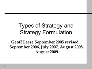 Chapter 8: Strategy Formulation & Implementation