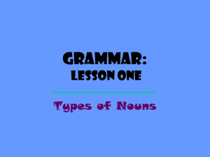 Grammar Unit One: Lesson One