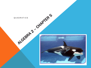 Algebra 2 * Chapter 5