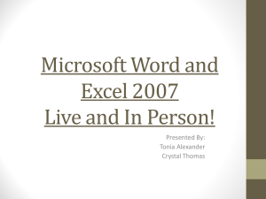 Microsoft Word and Excel 2007- Live and In Person!