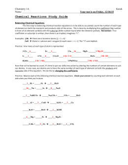 6.3 Conserving Mass in a chemical reactionfill