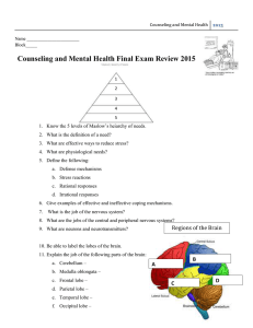 Counseling and Mental Health Final Exam Review 2015