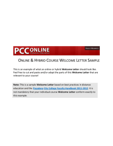 Online & Hybrid Welcome Letter Sample - PCC Online