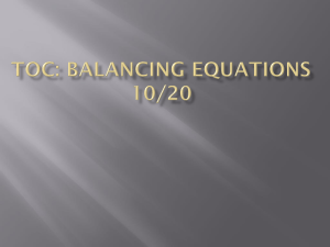 TOC: Balancing Equations 10/20