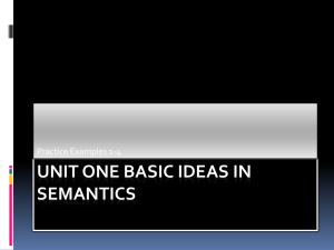 Unit One Basic Ideas in Semantics