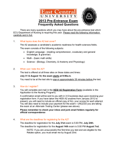 2013 Pre-Entrance Exam Frequently Asked Questions