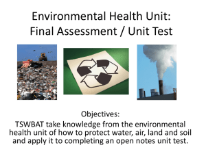 Environmental Health Unit: Final Assessment / Unit Test