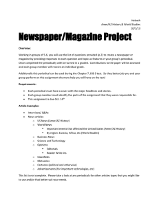 Newspaper/Magazine Project