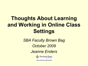 Learning and Working in Online Class Settings